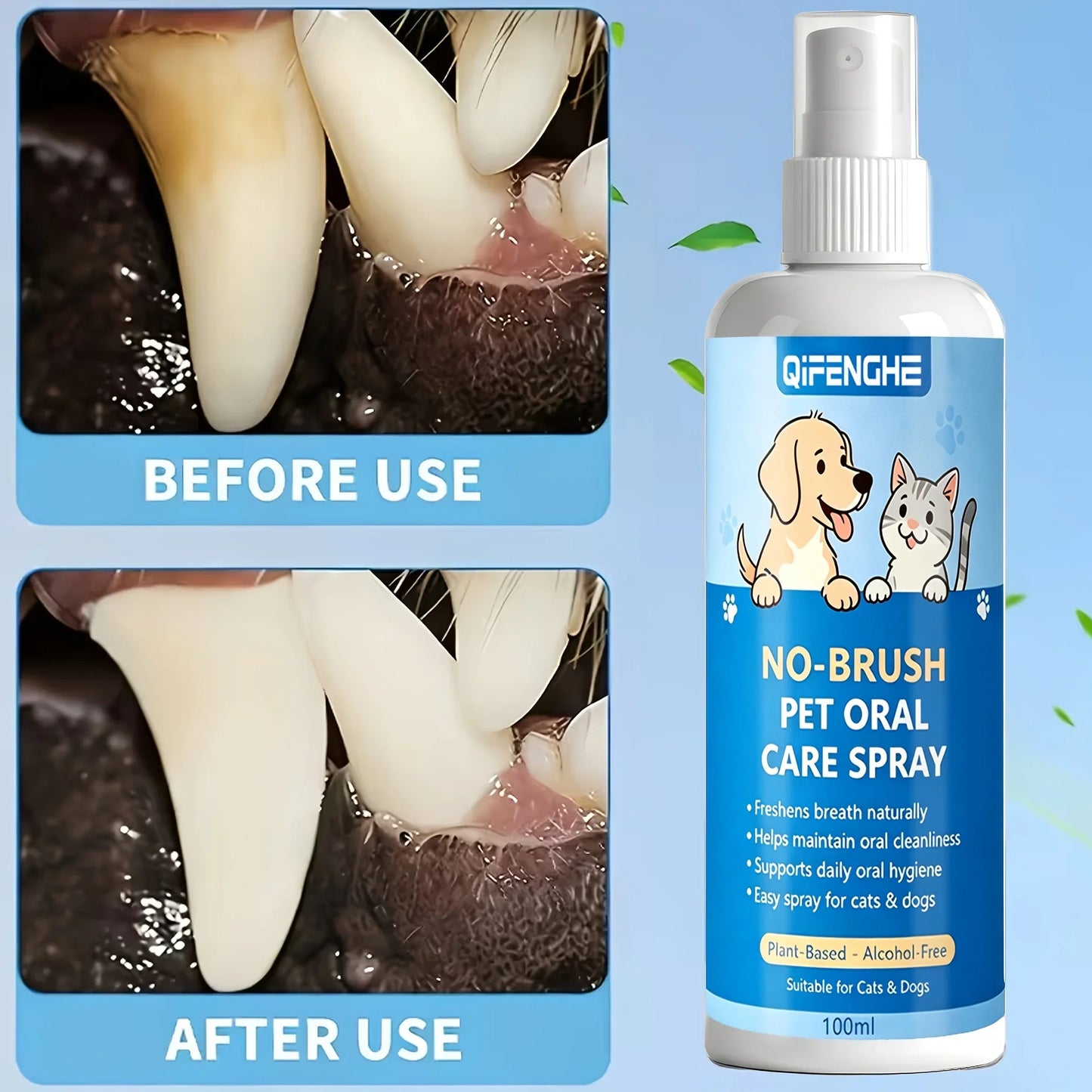 2-in-1 Pet Dental Spray for Dogs & Cats – Breath & Teeth
