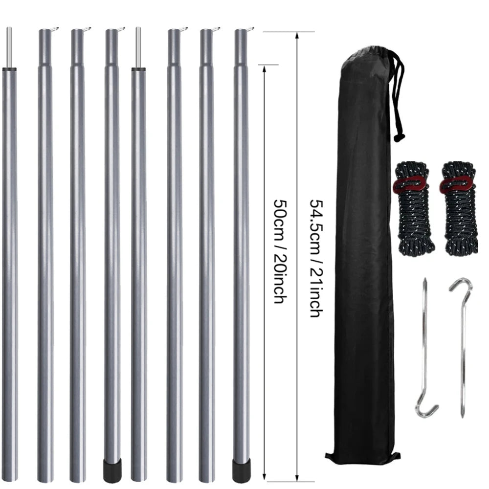 Adjustable Telescopic Tent Poles Set of 2 | Camping Tarp Awning