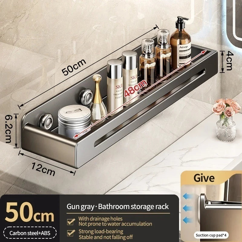 No-Drill Suction Cup Bathroom Wall Shelf & Shampoo Rack
