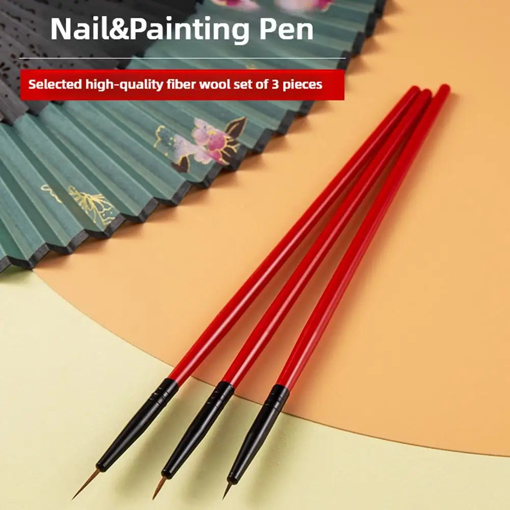 3-Piece Nail Art Liner Brush Set – Fine Striping & Detail Painting Brushes for UV Gel & Acrylic Nails Peaceful Pleasures Health and Wellness