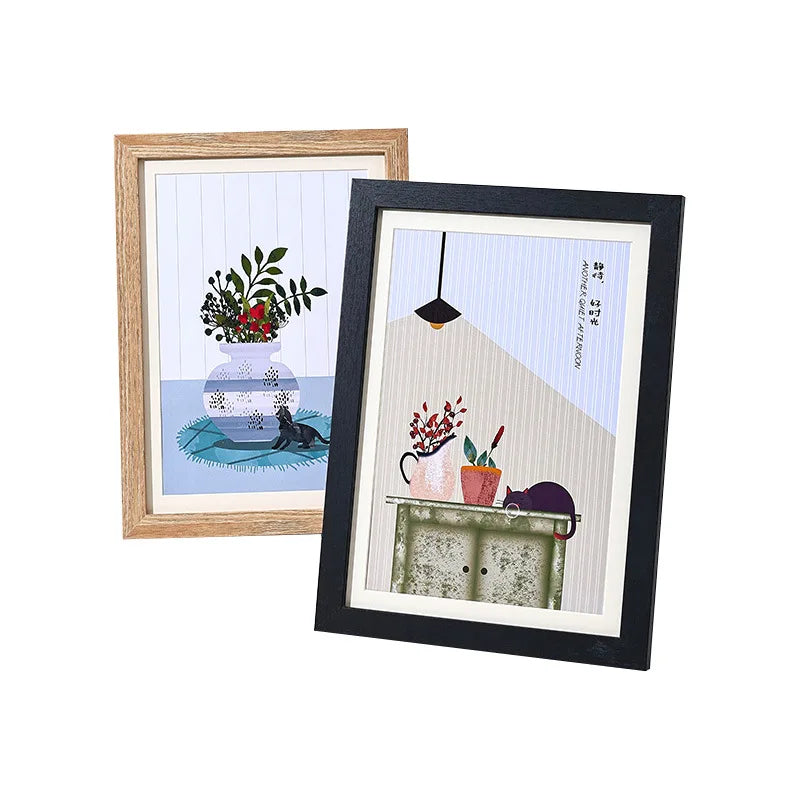 A4 30x40cm Modern Wooden / Black Photo Frames For Wall Print Canvas Painting Poster for Pictures Photo Decor Commemorative Gift Peaceful Pleasures Health and Wellness