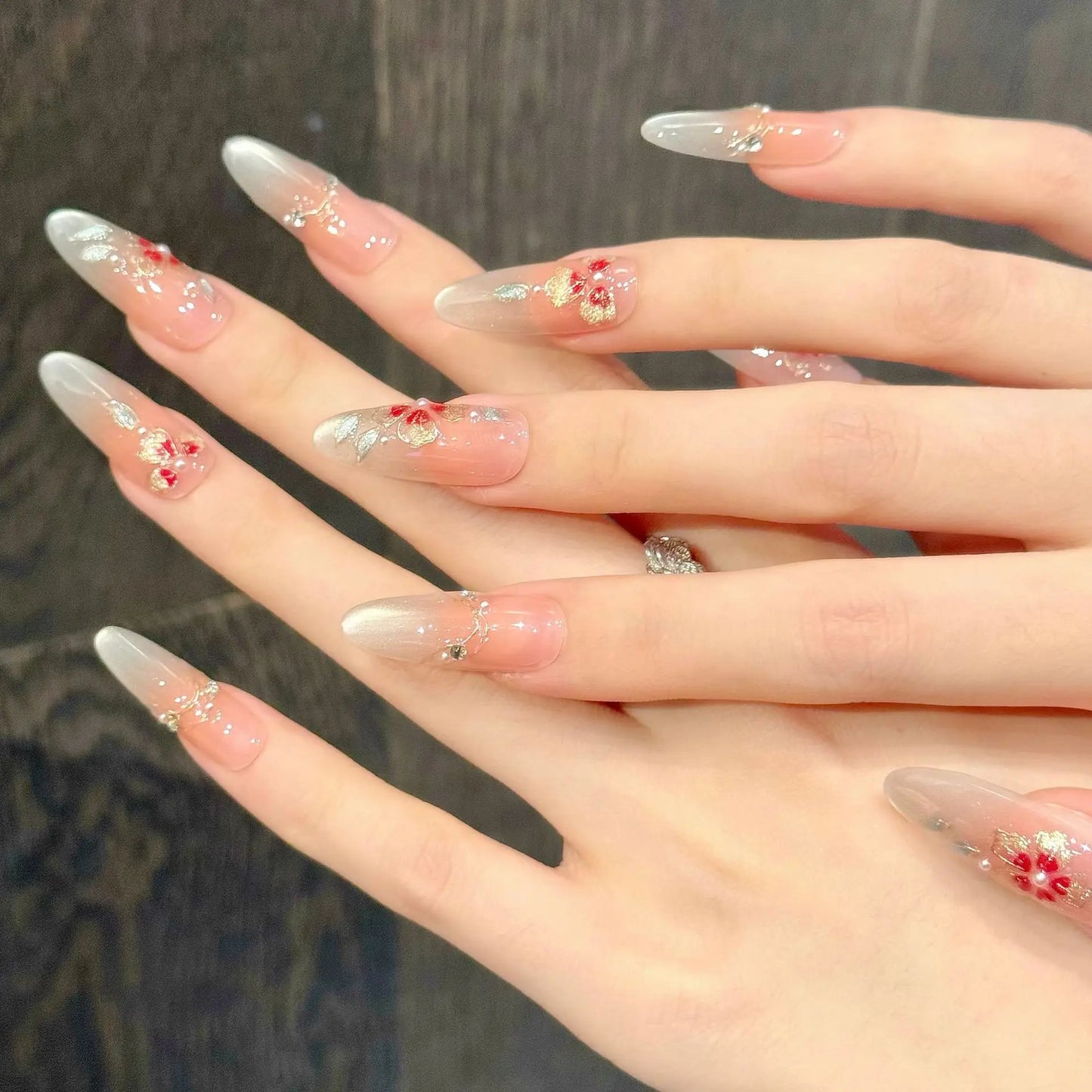 YADORNOS Chinese Style Press On Nails | Cat's Eye Almond 10pc
