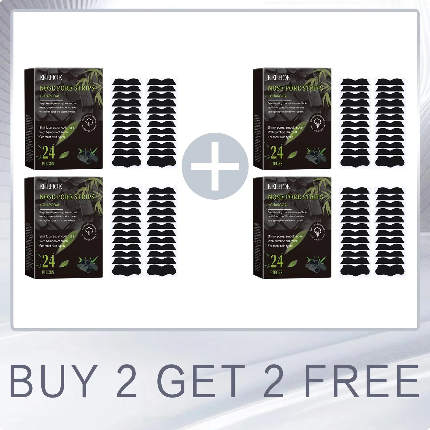 EELHOE Charcoal Bamboo Blackhead Nose Strips 24 Pack