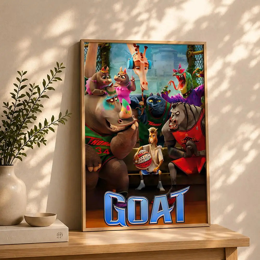 Movie-Goat Poster HD Self Adhesive Waterproof Wall Art Ideal for Home Office Dorm Bedroom Great Gift Peaceful Pleasures Health and Wellness White3 40X50cmNoframe