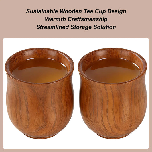 Handmade Wooden Coffee Mugs Set of 2 | Retro Wood Cups Wooden Mug Set Peaceful Pleasures Health and Wellness