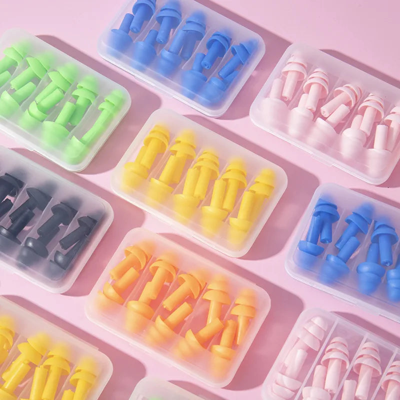 Silicone Comfortable Earplugs 5 Pairs Per Box Noise-proof Suitable for Swimming and Sleep Protection Peaceful Pleasures Health and Wellness