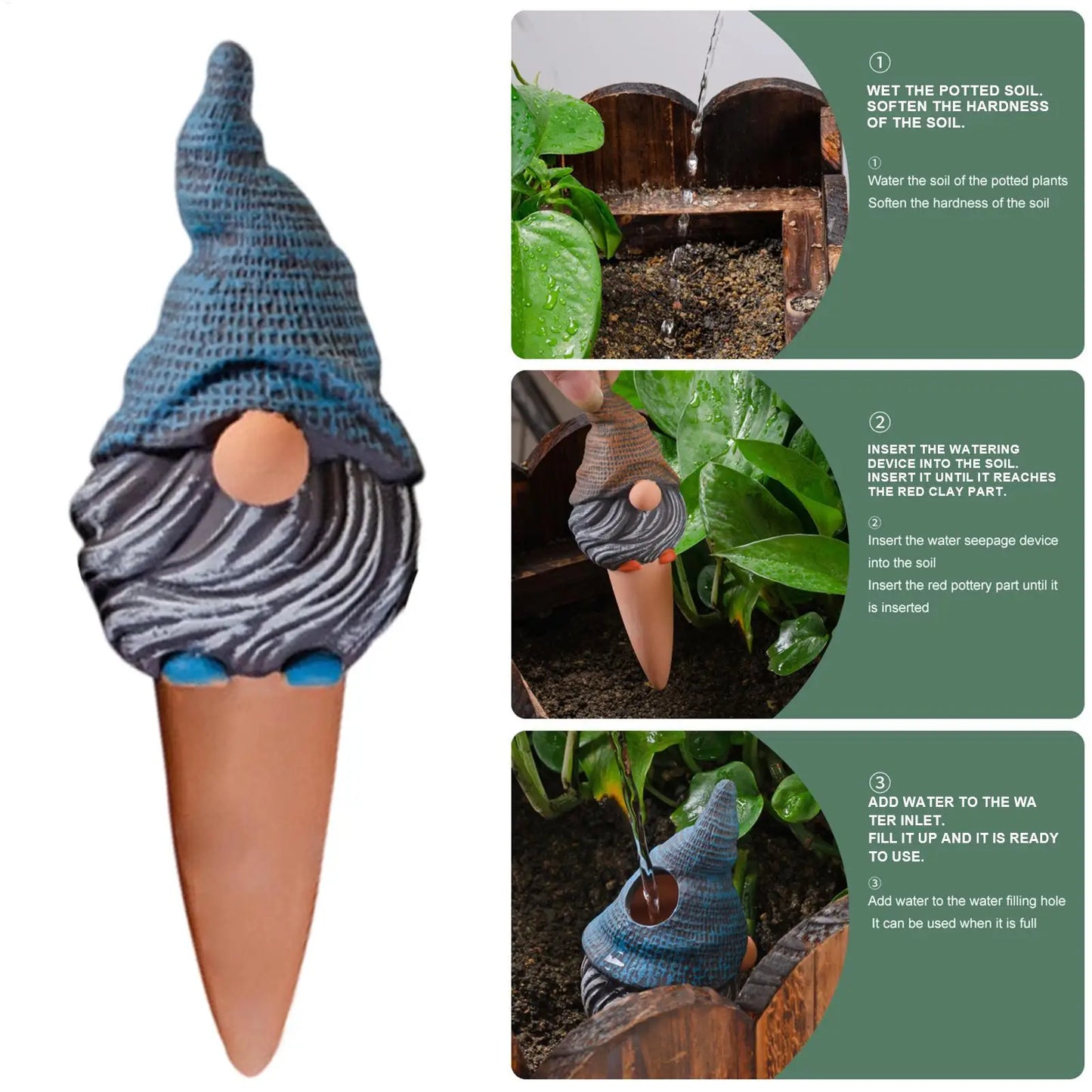 Gnome Self-Watering Spikes | Terracotta Plant Irrigator Set of 4