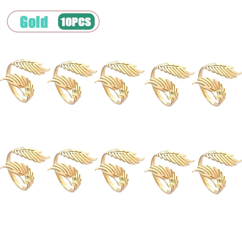 Stainless Steel Wings Ring – Adjustable Couple Jewelry Gift