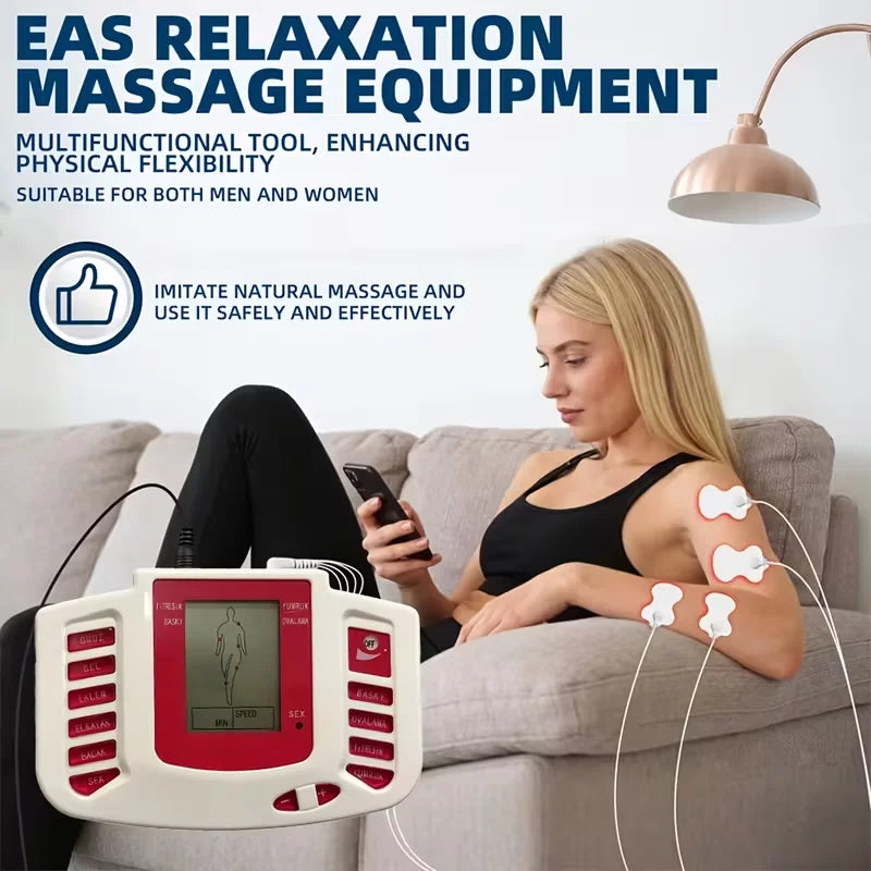 Dual-Channel Muscle Stimulator | (16 Electrodes) Used to Relieve Back, Shoulder, and Knee Pain, Promote Muscle Relaxation and Movement Function, Equipped with 30 Modes and 10 Intensity Adjustment Functions, Is an Excellent Gi Peaceful Pleasures Health and Wellness