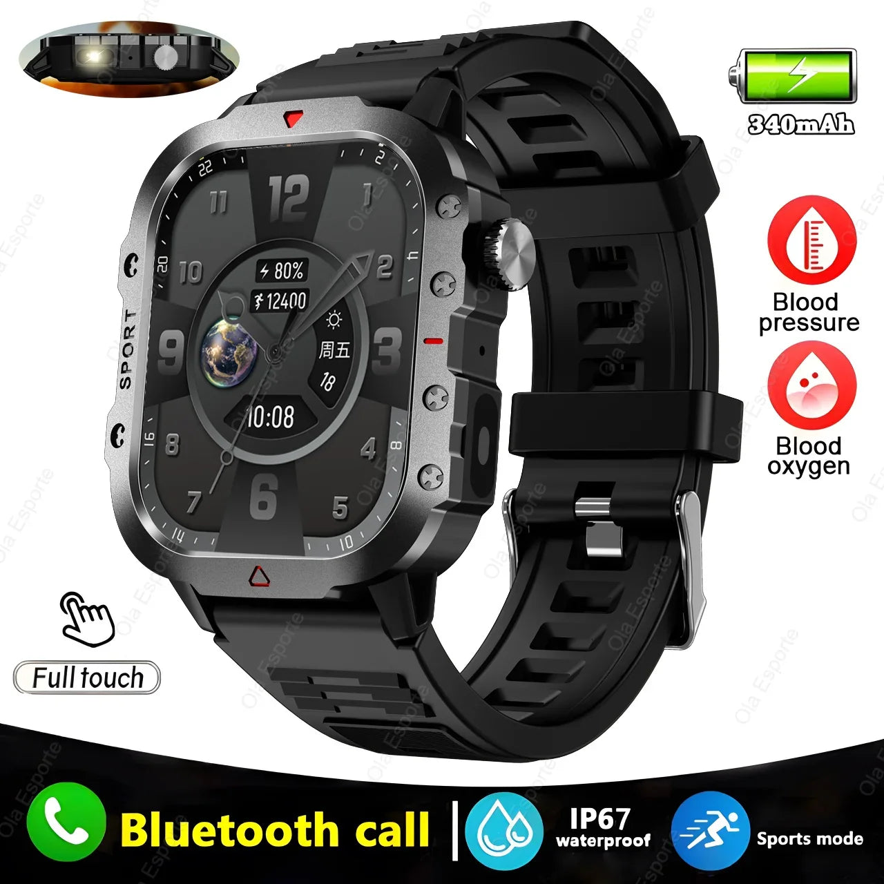 HW12 Military Sport Smartwatch 2.01" AMOLED Bluetooth 3ATM