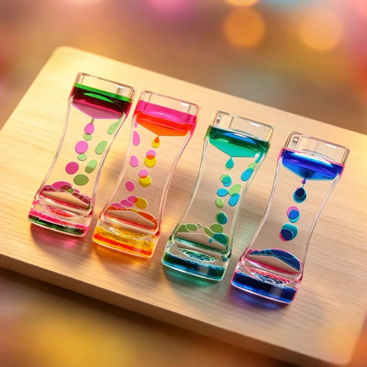 Dual-Color Liquid Bubble Hourglass Timer – Desk Decor & Sensory Toy Sensory Novelty Toy Oasis Select