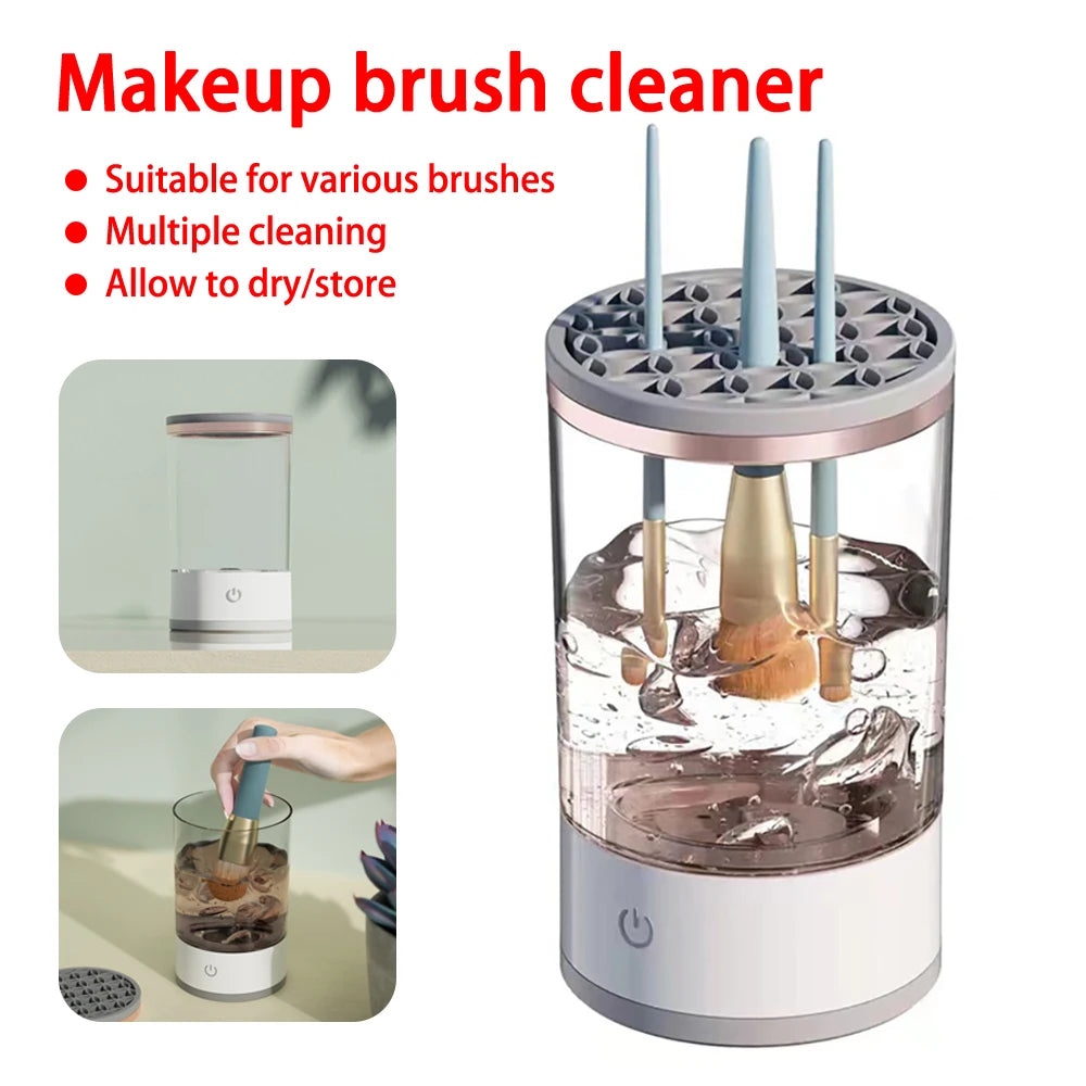 Makeup Brush Washer Lazy Electric Cleaning Brush Washing Tool Beauty Cleaning Tool Automatic Electric Makeup Brush 3in1 Portable Peaceful Pleasures Health and Wellness