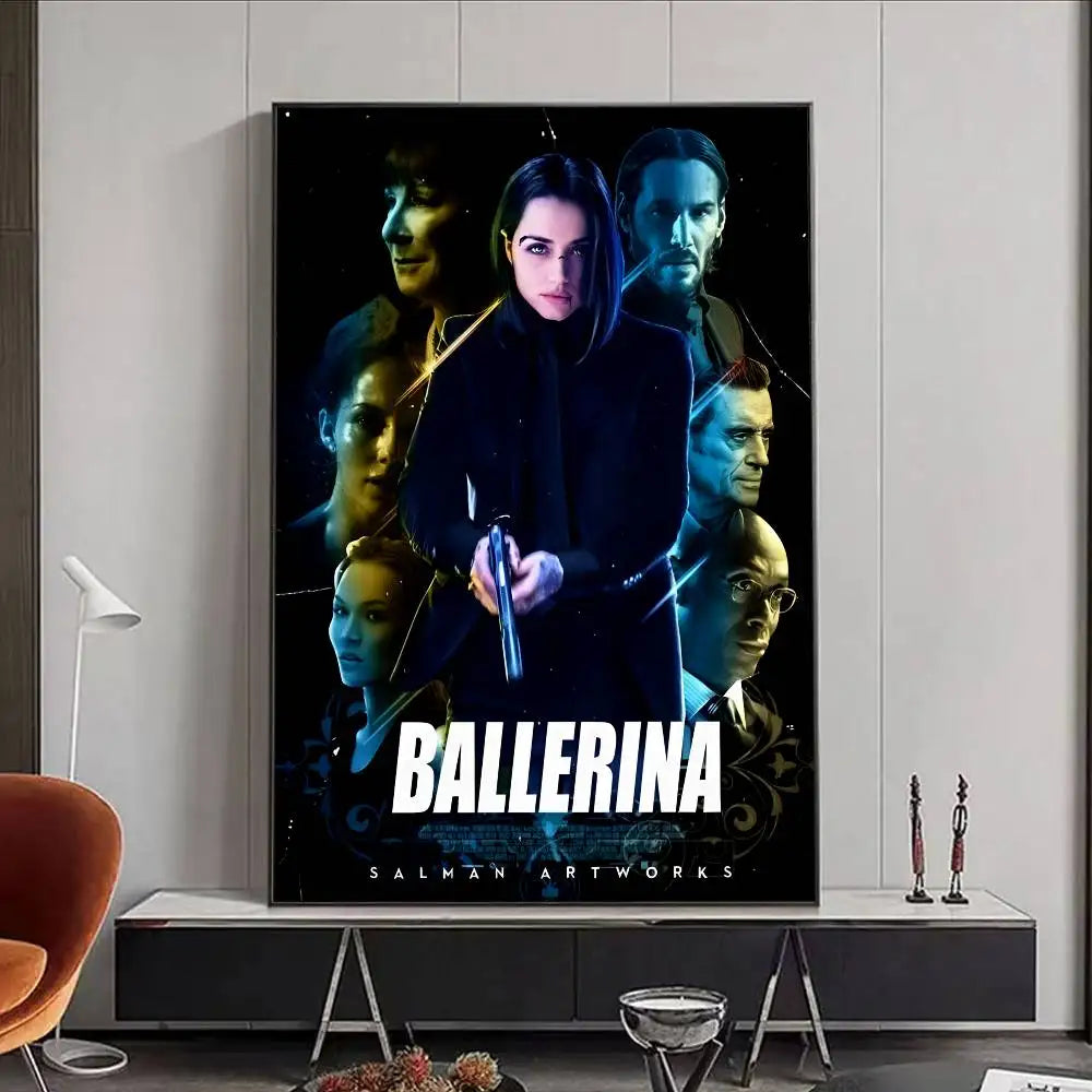 Movie J-John W-Wick B-Ballerina Poster HD art poster for home living room bar office decoration sticky waterproof Peaceful Pleasures Health and Wellness z14 21X30cmNoframe