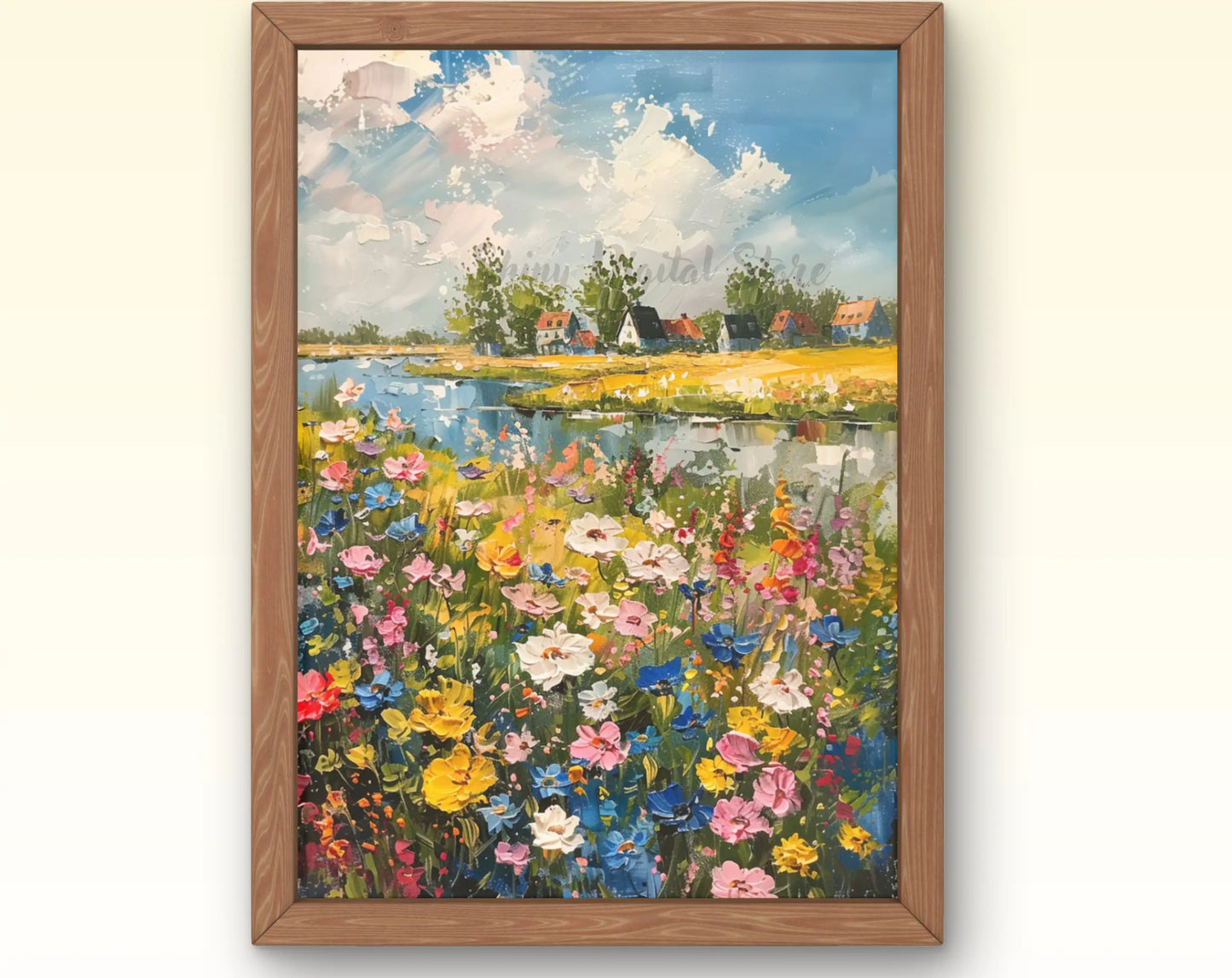 European Rural Scenery Floral Canvas Wall Art | Unframed Print