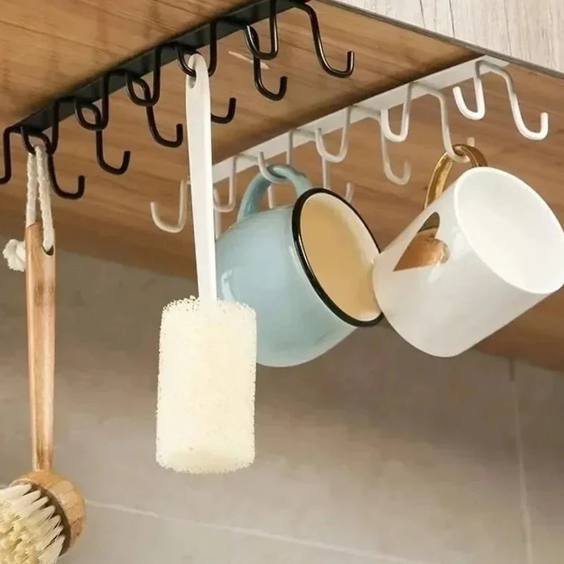 Hot Hole-free Kitchen Hook Rack, Iron Double-row Hook Hanging Rod, Kitchen Utensil Rack, Spoon and Shovel Rack, Wall Hanging Peaceful Pleasures Health and Wellness