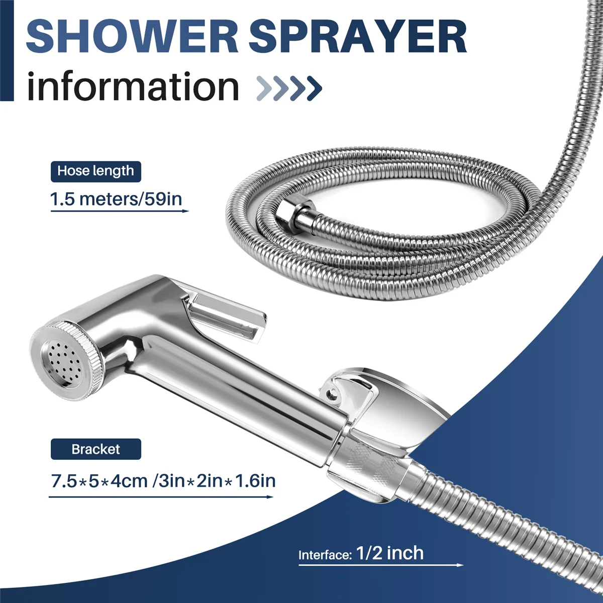 Handheld Bidet Sprayer Set with 1.5m Hose & Wall Holder