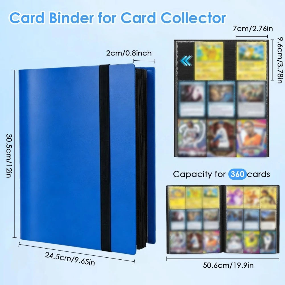 Card Binder 9-Pockets Trading Card Collector Holder Kpop Idol Photo Albums Portable Storage Case for TCG & Sports Game Cards Peaceful Pleasures Health and Wellness Blue