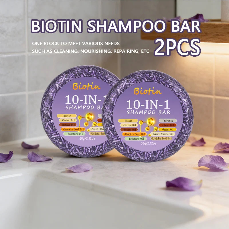 2-Pack Biotin & Keratin 10-in-1 Shampoo Bar – All Hair Types