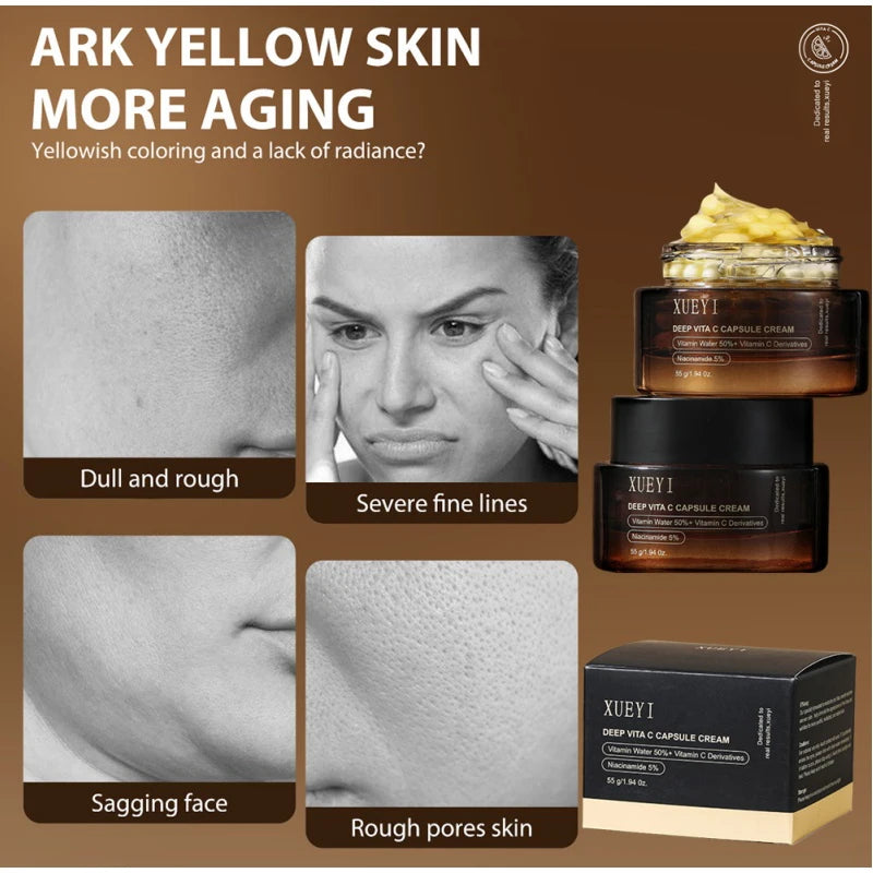 Vc Capsule Collagen Cream Brand Deep Moisturizing Hydration Firming Brightening Delicate Facial Skin Gentle Cream Peaceful Pleasures Health and Wellness