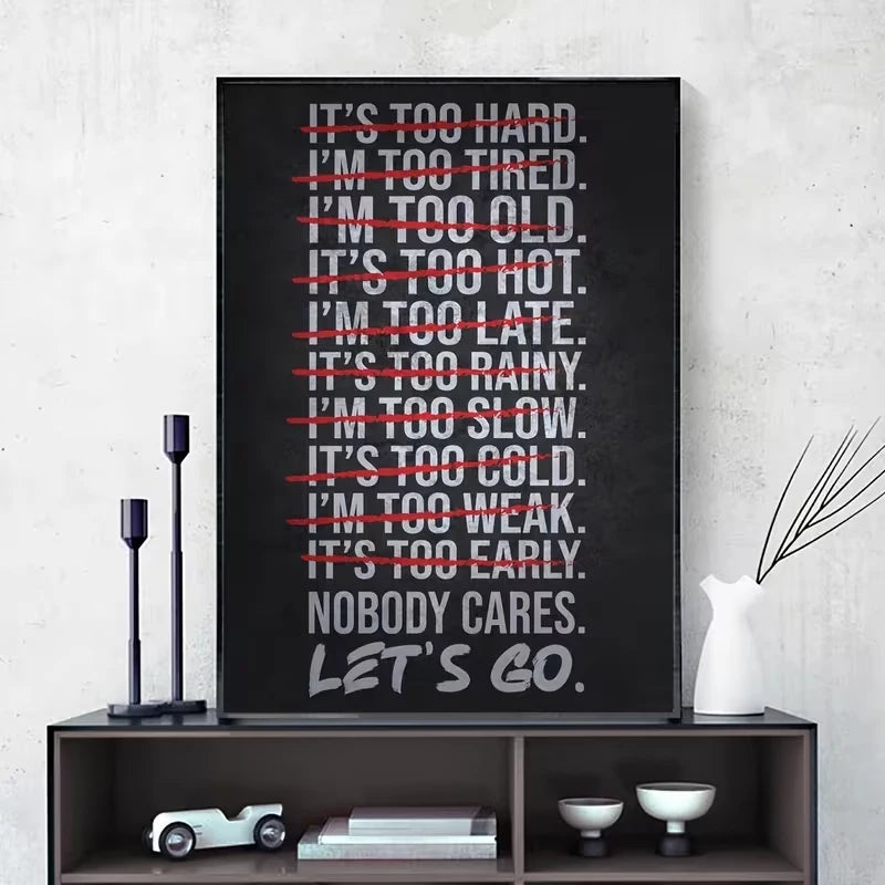 Minimalist Black & White Gym Motivational Canvas Wall Art Print