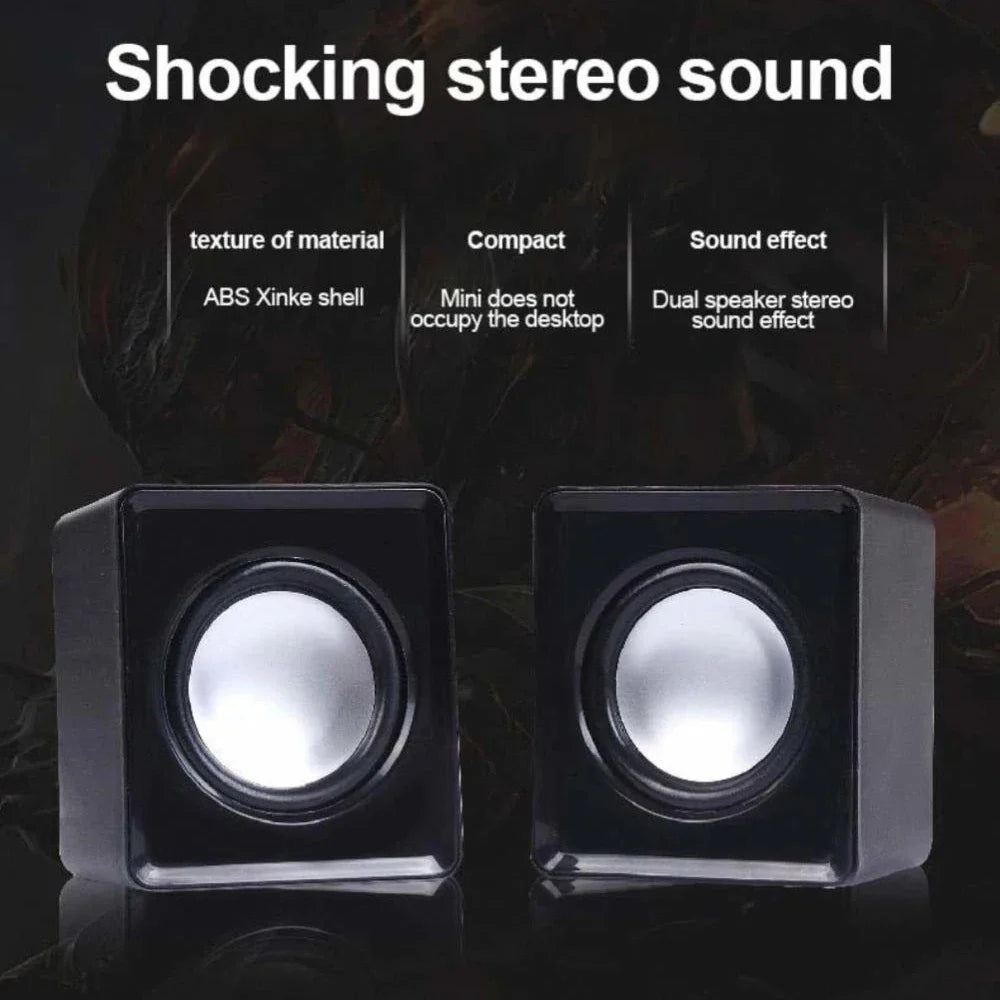 AyeBeau Mini USB Computer Speakers – 2.0 Stereo Desktop PC
