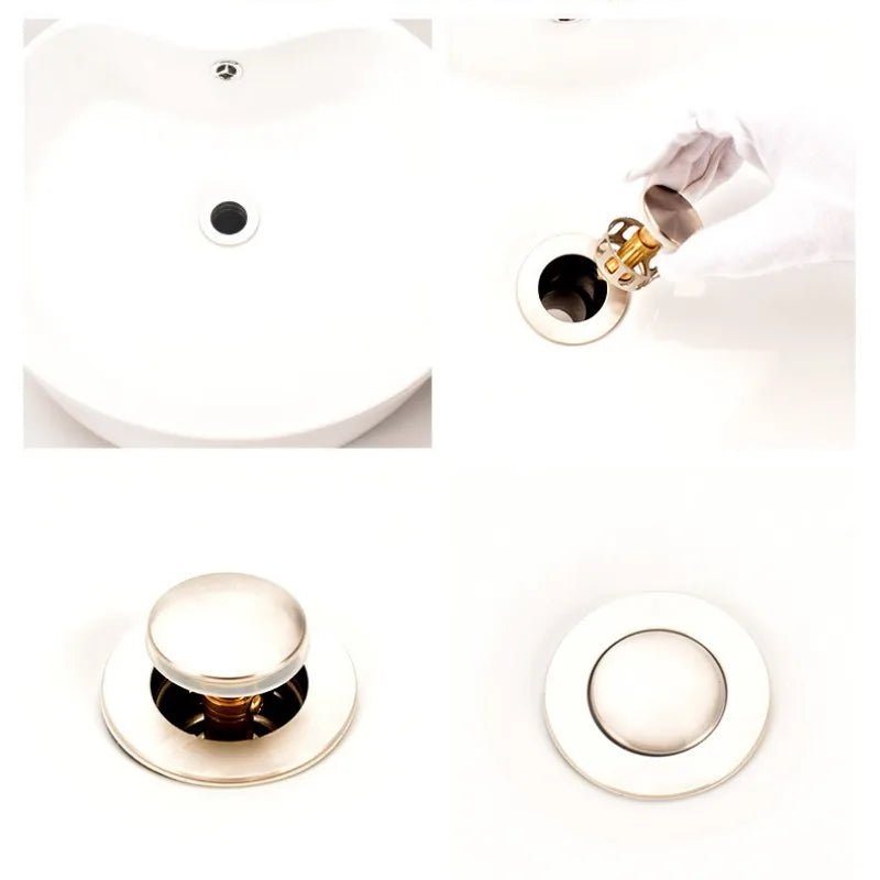 Pop-Up Brass Sink Drain Stopper with Hair Catcher | Universal Fit