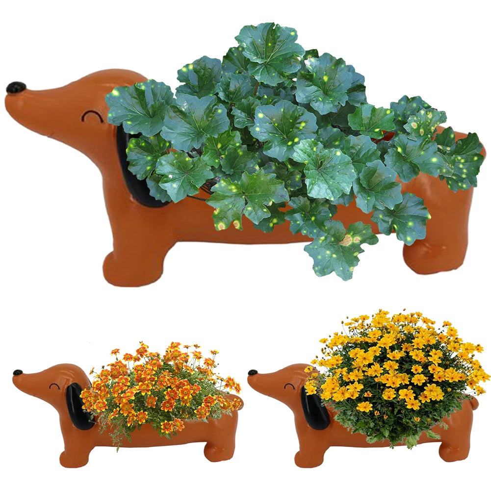 Dachshund Resin Plant Pot | Succulent Planter Indoor & Outdoor