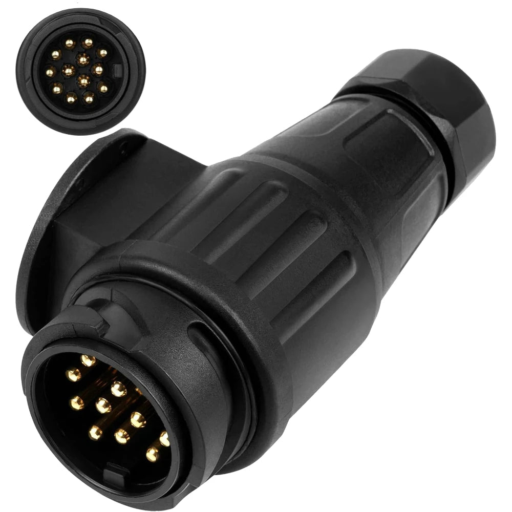 12V 7 Way / 13Way Round Standard European Car Plug Connector Car Trailer 7/13 Pin RV Socket Plugs for Trailers Peaceful Pleasures Health and Wellness 12V 13Pin
