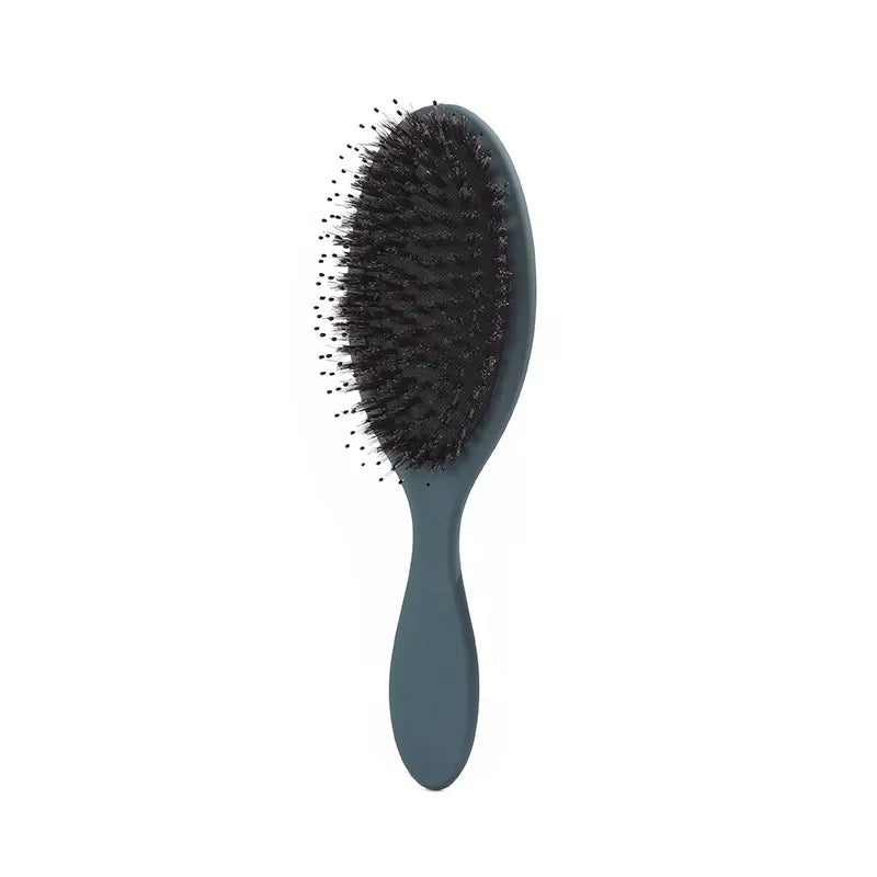 Matte Finish Boar Bristle Hair Brush Nylon Teeth Hair Extension Brush for Women Cushion Brush Hair Styling Smoothing Detangling Peaceful Pleasures Health and Wellness Darkgreen