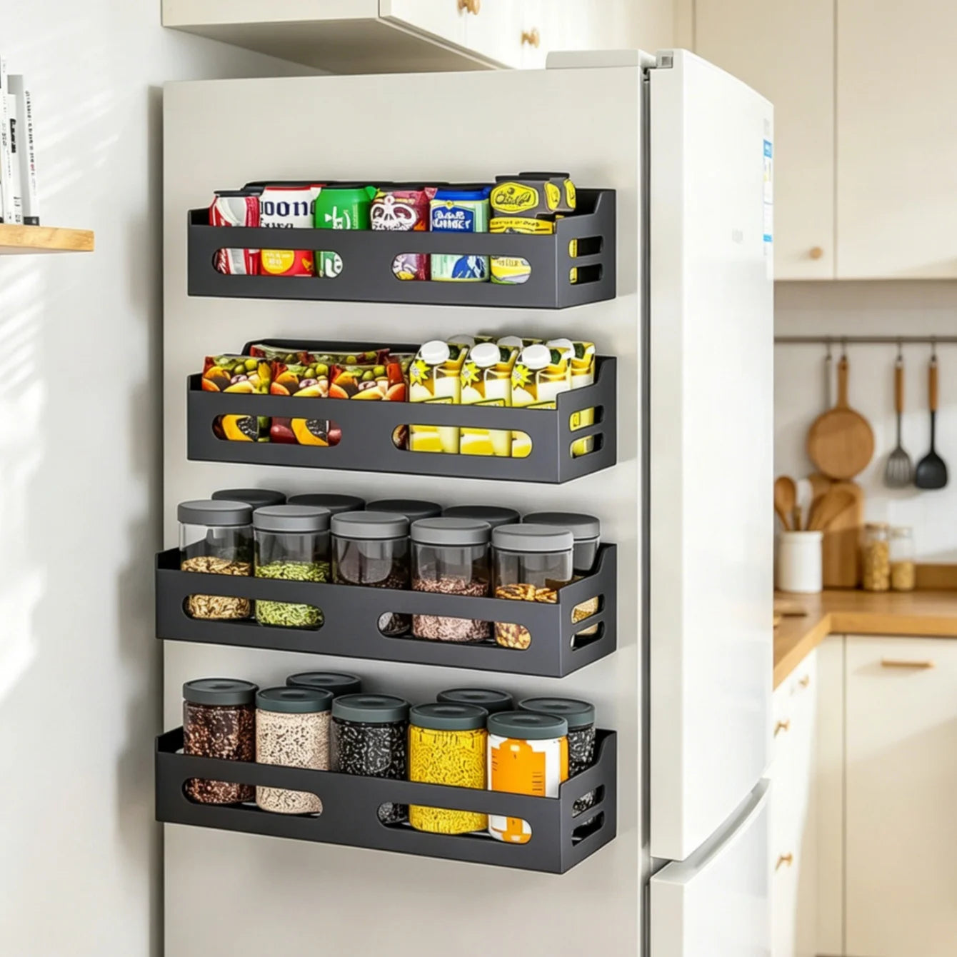Magnetic Fridge Side Storage Rack – No-Drill Kitchen Shelf