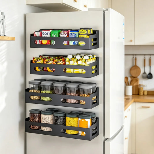 Magnetic Fridge Side Storage Rack – No-Drill Kitchen Shelf Magnetic Storage Rack Peaceful Pleasures Health and Wellness