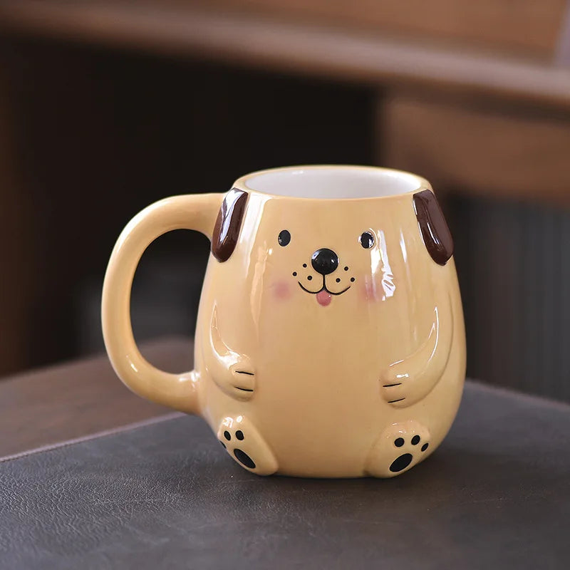 3D Ceramic Frog Mug Cute Hand Painted Animal Coffee Cups Creative Cartoon Drinkware for Home Office Fashion Retro Friend Family Peaceful Pleasures Health and Wellness 401-500ml C