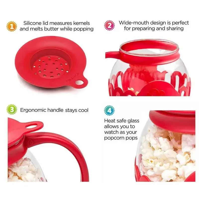 2025 New Popcorn Maker Microwave Snack Popcorn Air Poppers 2.25 Quart Popcorn Bowl Borosilicate Kitchen Accessories Peaceful Pleasures Health and Wellness