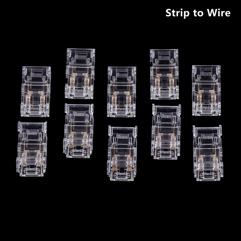 10-Pack 8mm 2-Pin COB LED Strip Solderless Connectors