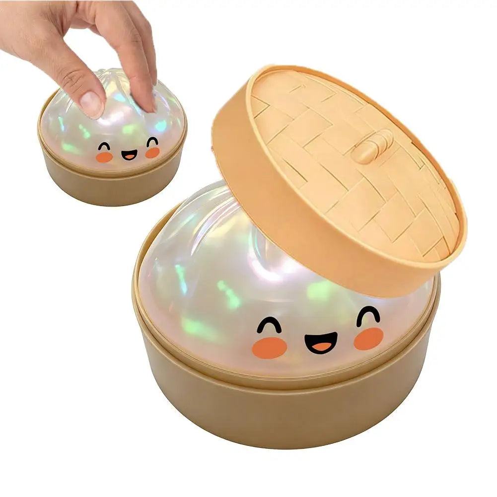 Colorful Dumpling Squeezable Toy Stress Relief Toy Squeezy Dough Ball with Steamer Stress Glitter Dumpling Squeeze Toy Peaceful Pleasures Health and Wellness H
