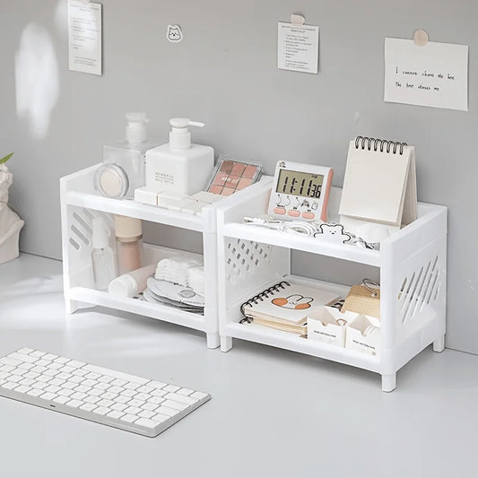 Double Layer Desk Organizer | Space-Saving PP Desktop Storage Desktop Desk Organizer Peaceful Pleasures Health and Wellness