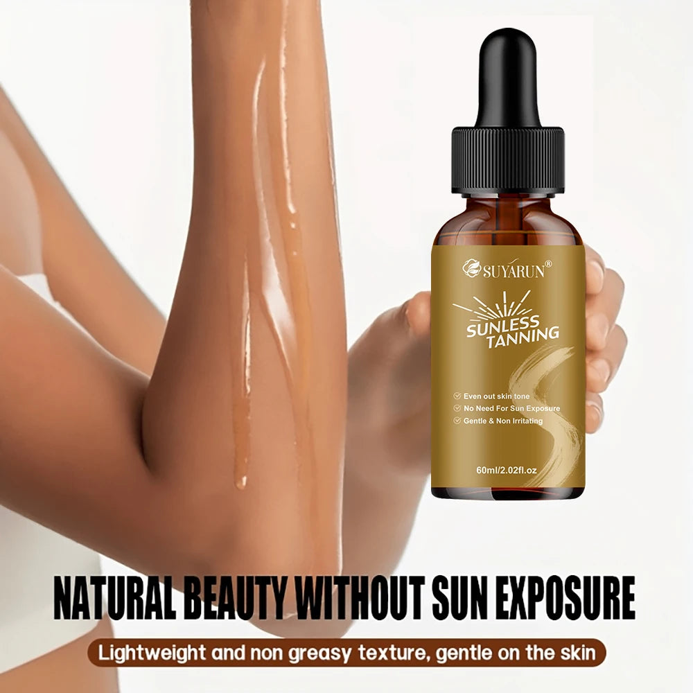 SUYARUN Self-Tanning Serum for Face & Body, Streak-Free & Natural Bronze Glow, Quick-Dry, Sun-Kissed Look Without Sun! Peaceful Pleasures Health and Wellness