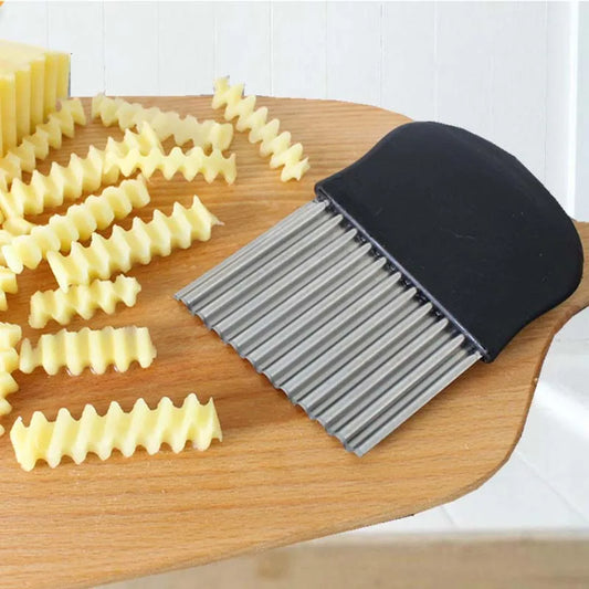 Potato Cutter Chip French Fry Maker Stainless Steel Wavy Knife French Fries Chopper Knife Chopper French Fry Kitchen Tools Peaceful Pleasures Health and Wellness