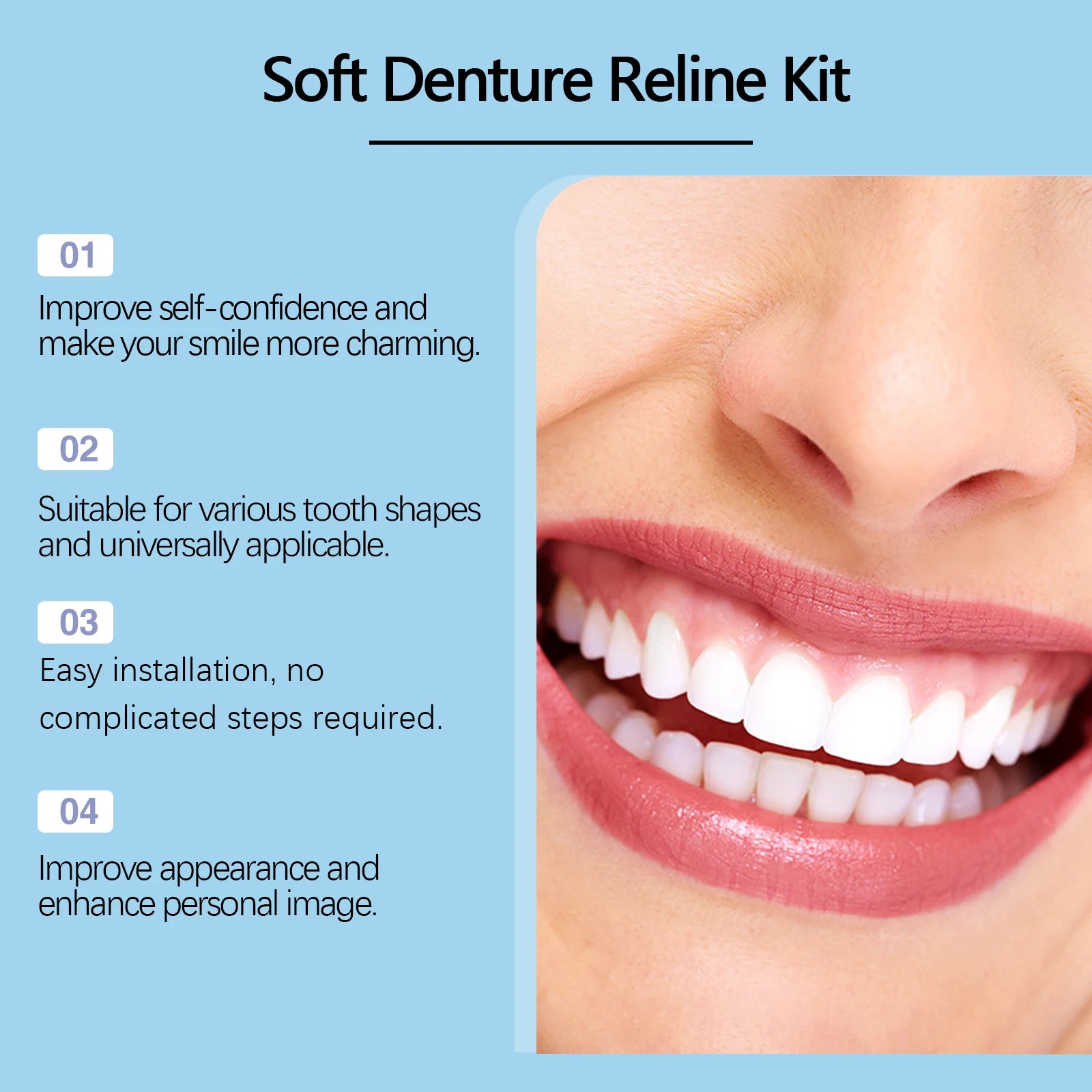 Denture Reline Kit Silicone Liners Soft Denture Braces Silicone Whitening Teeth Cover Teeth Bracesc Comfortable Teeth Peaceful Pleasures Health and Wellness