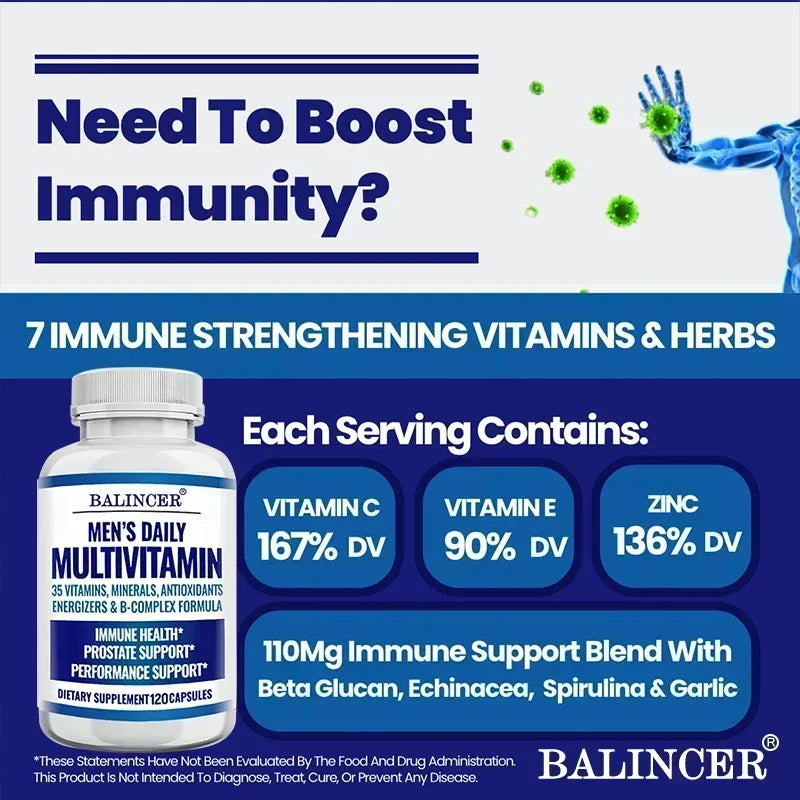 Men's Multivitamin - Contains vitamins B12, B6, zinc and selenium to support coordination, heart, immunity and prostate health Peaceful Pleasures Health and Wellness