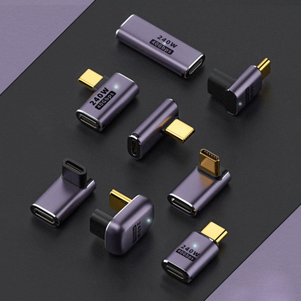 USB4 Type-C Adapter 240W PD 40Gbps 8K@60Hz Elbow OTG Converter Peaceful Pleasures Health and Wellness