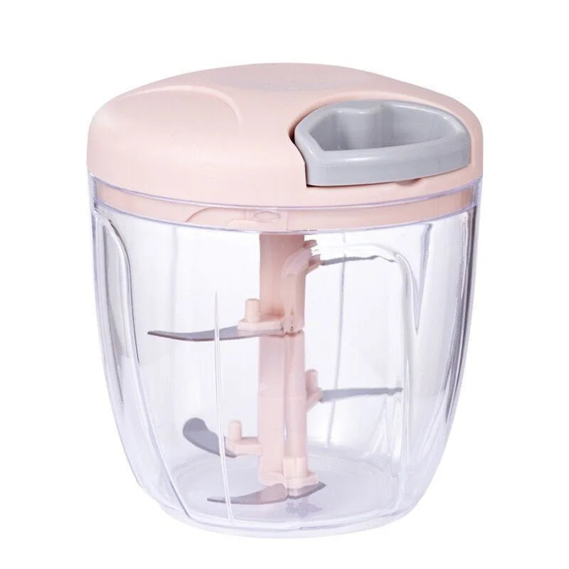 Manual Garlic Press & Meat Mincer – Rotate Chopper with Vegetable Cutter (500ml / 900ml) Peaceful Pleasures Health and Wellness 900ml-Pink