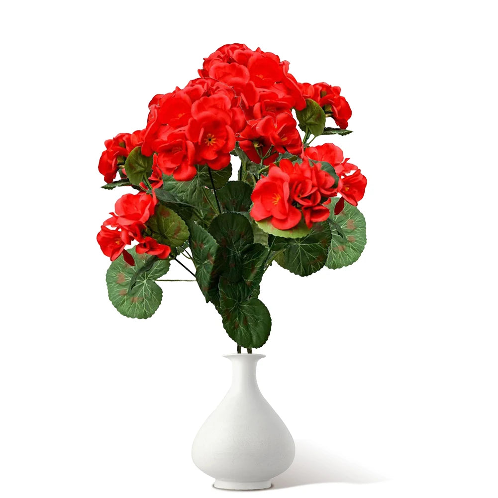 2Pcs Artificial Geraniums Faux Flower Bush – Indoor & Outdoor