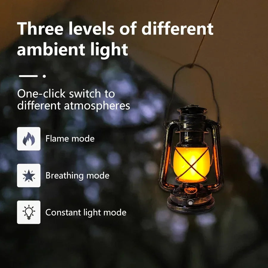 Retro LED Horse Lantern – Rechargeable Portable Hanging Lamp