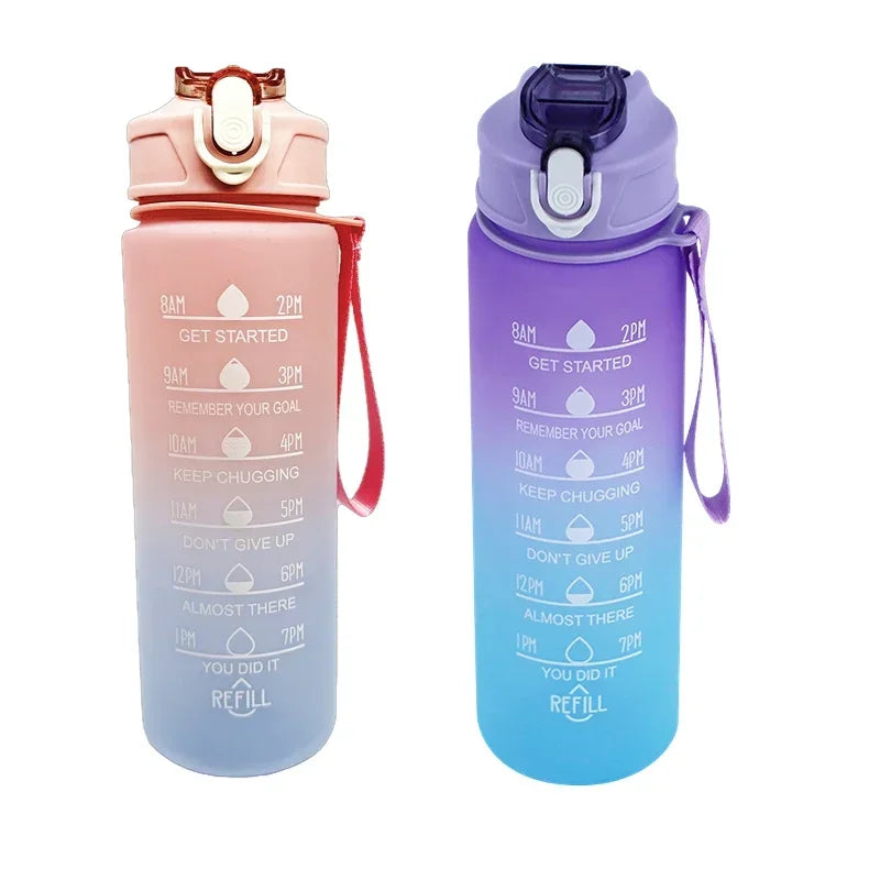 900ml BPA-Free Sports Water Bottle with Time Marker & Straw