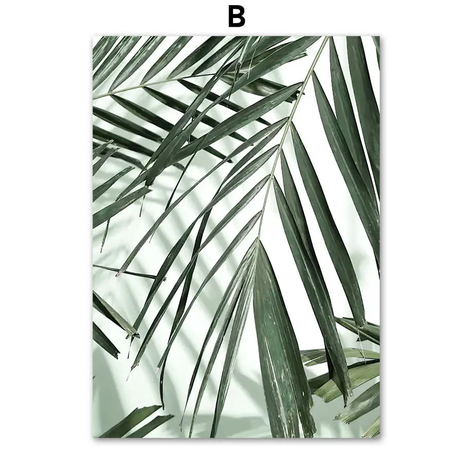 Sage Green Monstera Tropical Leaf Canvas Wall Art | Boho Print