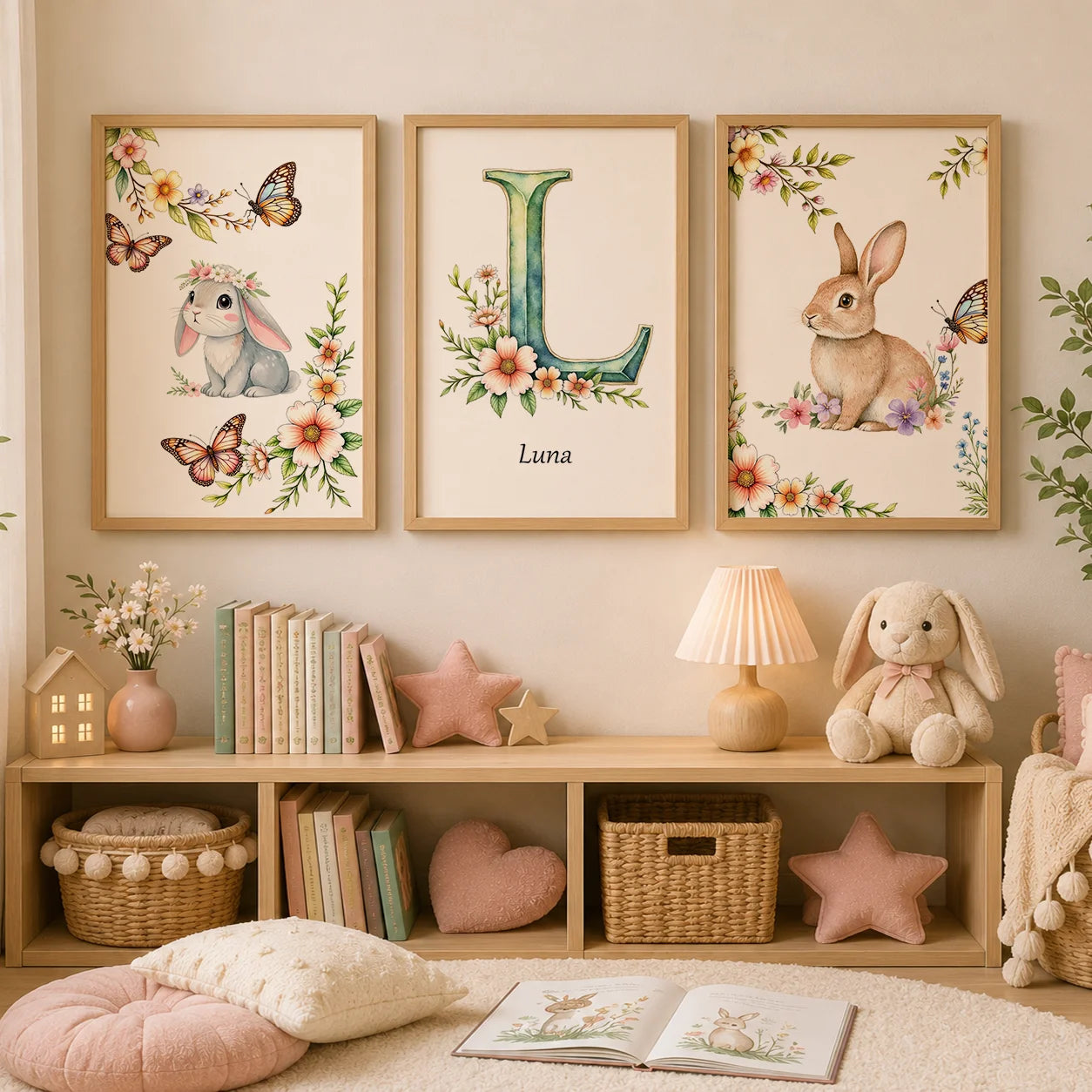 Custom Name Nursery Canvas Wall Art – Animals & Wildflowers Personalized Canvas Print Peaceful Pleasures Health and Wellness