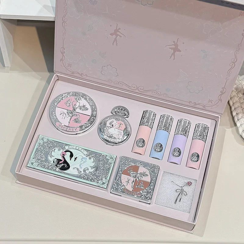 NICEKEY 9-Piece Makeup Set – Eyes, Lips, Blush & Necklace Gift