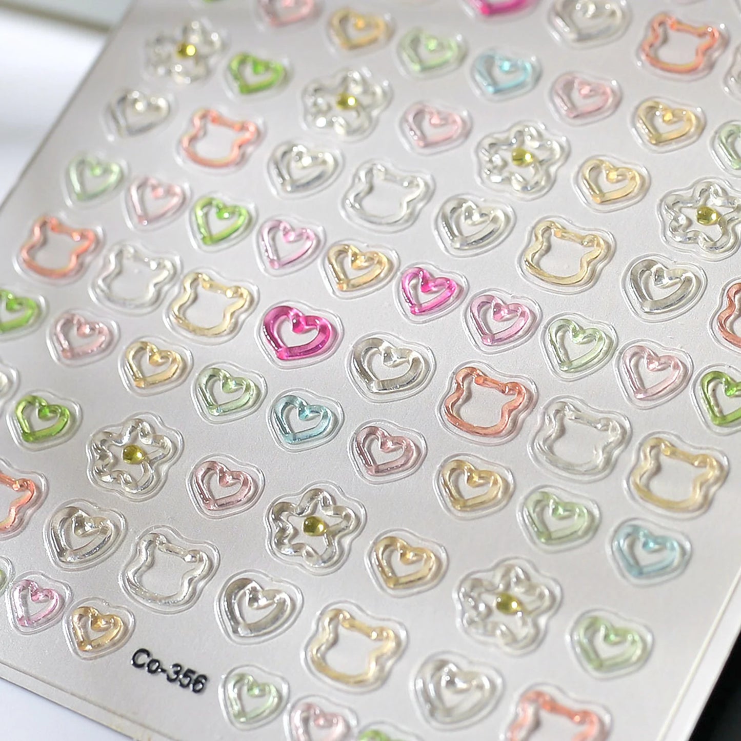 3D Nail Art Stickers – Hollow Love & Bear Embossed Decals