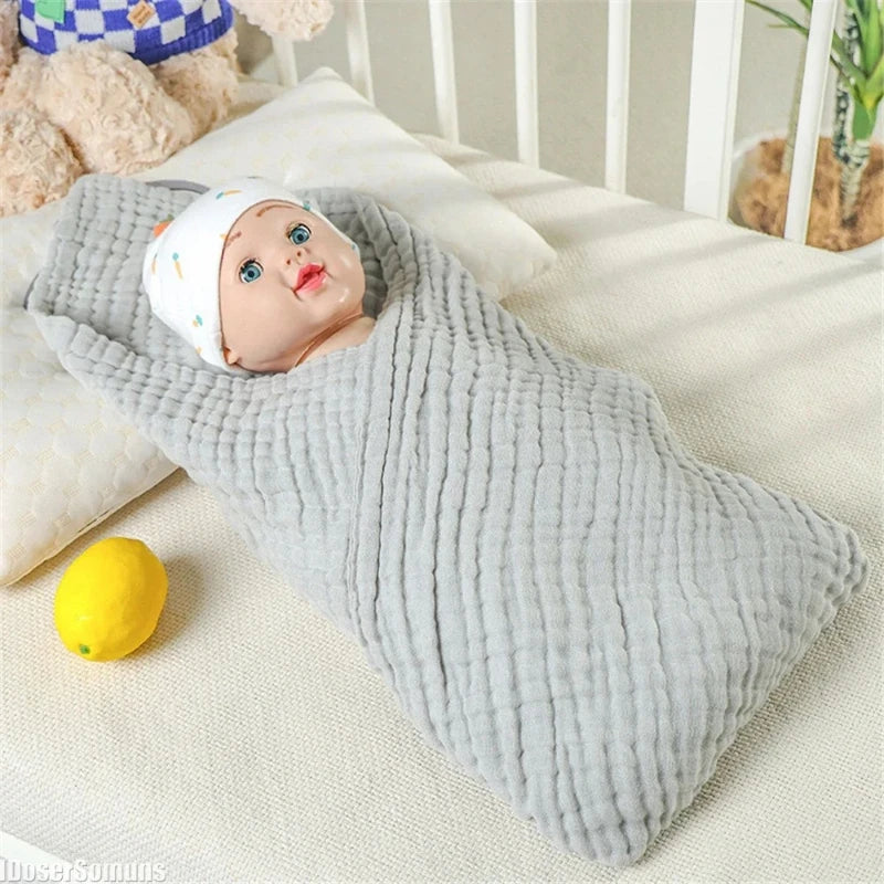 6-Layer Pure Cotton Baby Bath Towel & Swaddle Wrap 105cm